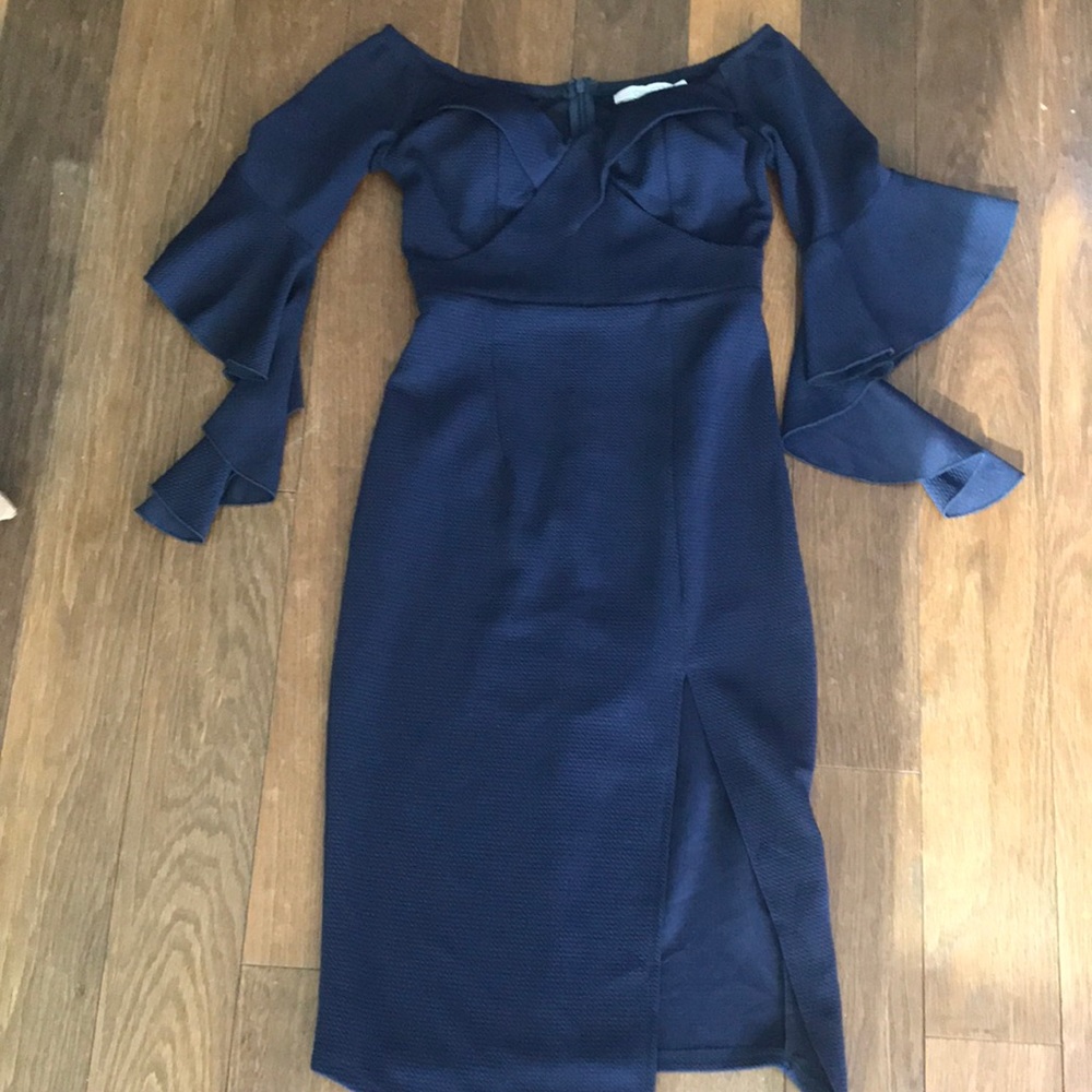 ASOS off shoulder dress with bell sleeves